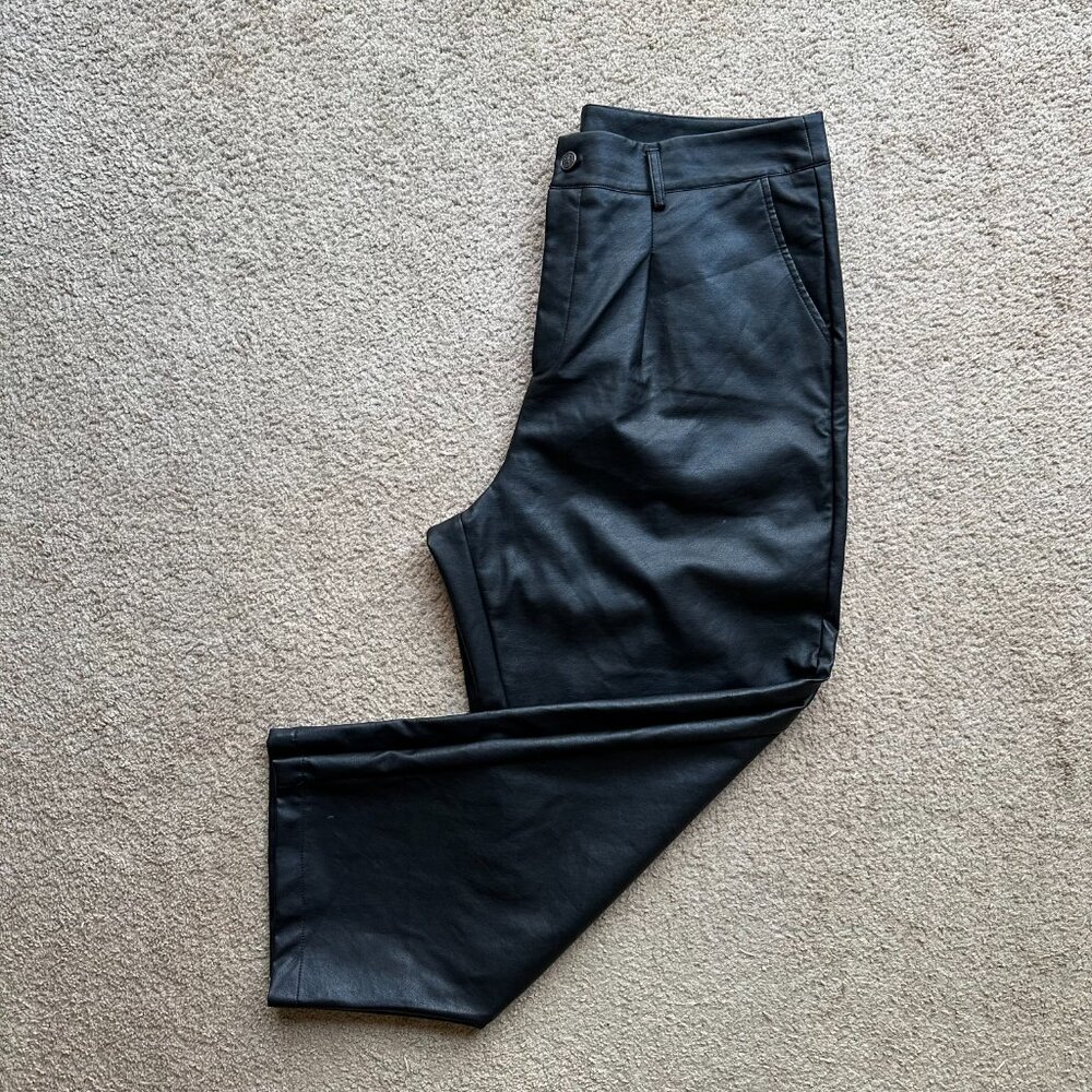 Cider Pants Womens 2XL (40x29) Faux Leather High Rise Tapered Leg Black